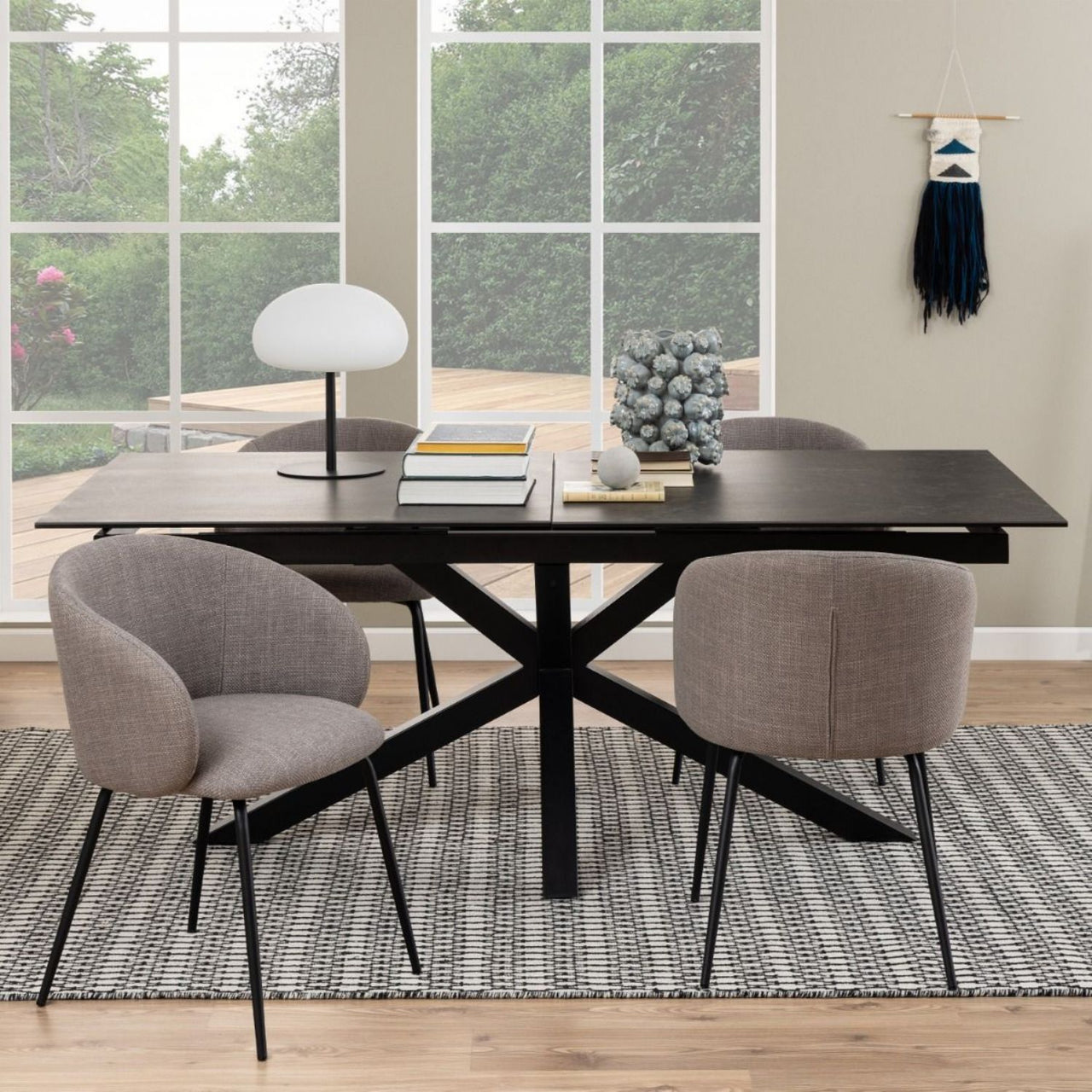 Heaven Extendable Dining Table with Ceramic Black Top 200cm