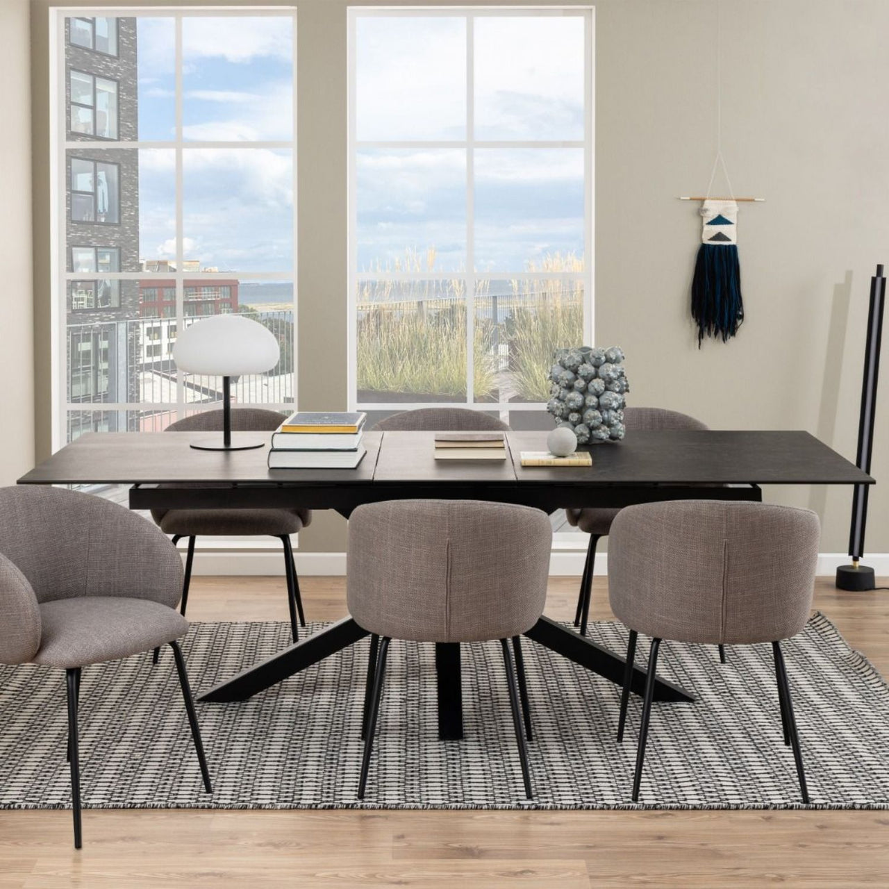 Heaven Extendable Dining Table with Ceramic Black Top 200cm