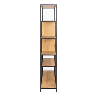 Thumbnail for Seaford Bookcase with 7 Shelves and Glass Front Display in Black and Oak