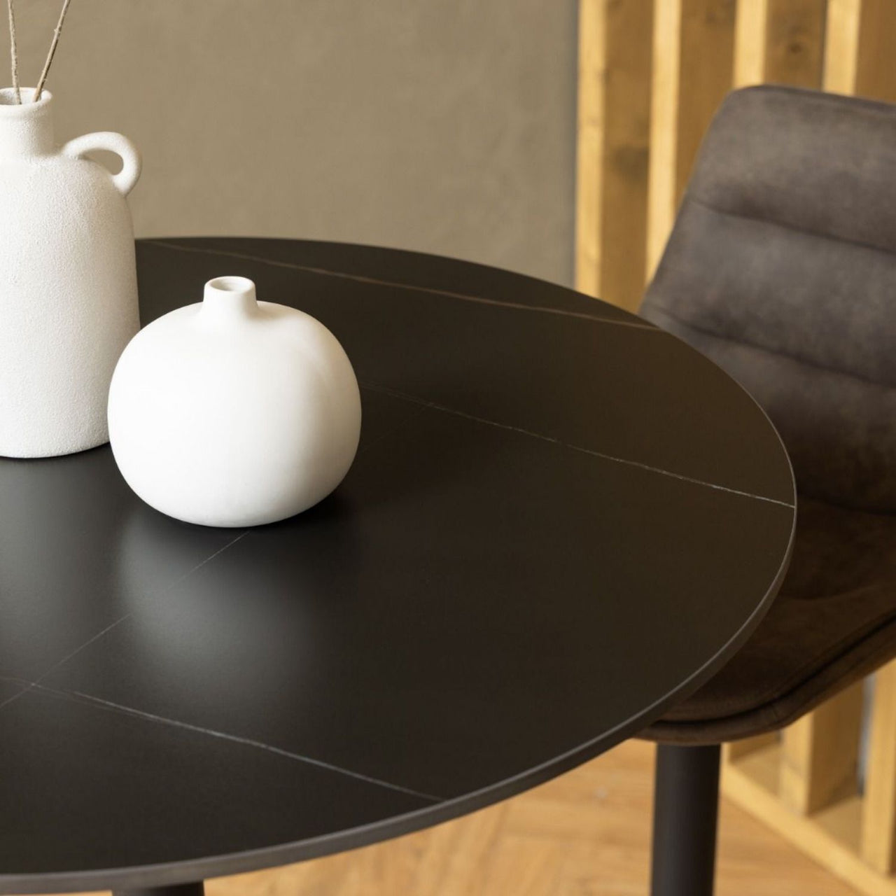 Malta Ceramic Round Bar Table in Matt Black