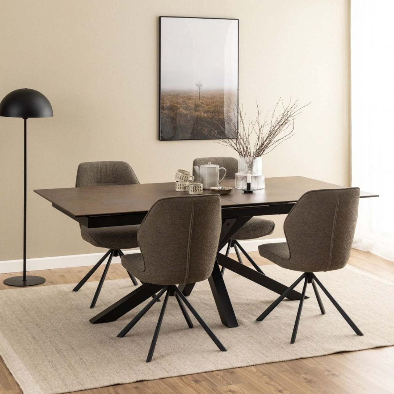 Heaven Extendable Dining Table with Ceramic Rusty Brown Top 200cm