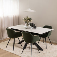 Thumbnail for Heaven Extendable Dining Table with Ceramic White Top 168cm