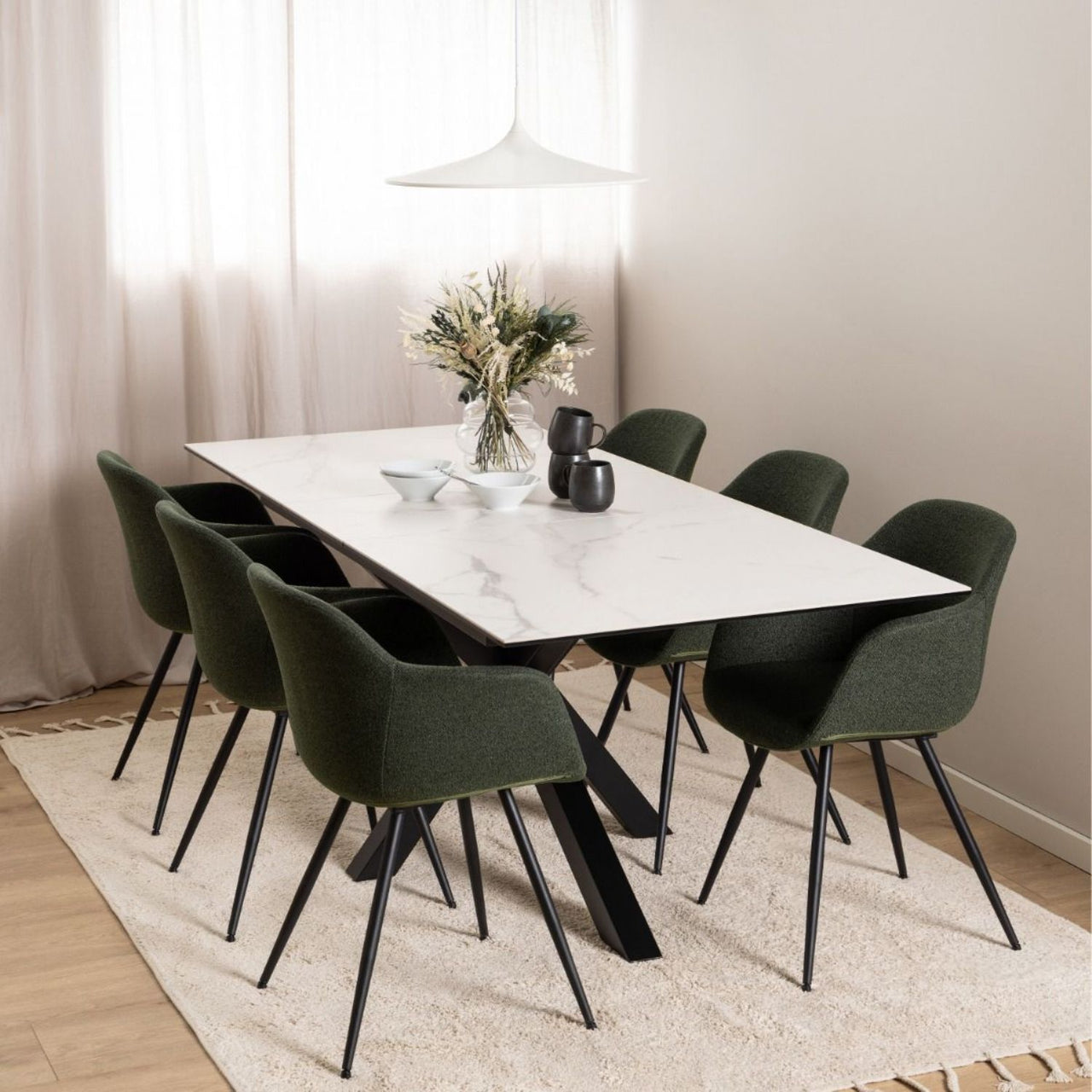 Heaven Extendable Dining Table with Ceramic White Top 168cm