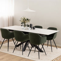 Thumbnail for Heaven Extendable Dining Table with Ceramic White Top 168cm