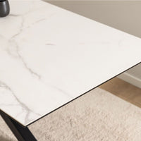 Thumbnail for Heaven Extendable Dining Table with Ceramic White Top 168cm