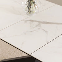 Thumbnail for Heaven Extendable Dining Table with Ceramic White Top 168cm