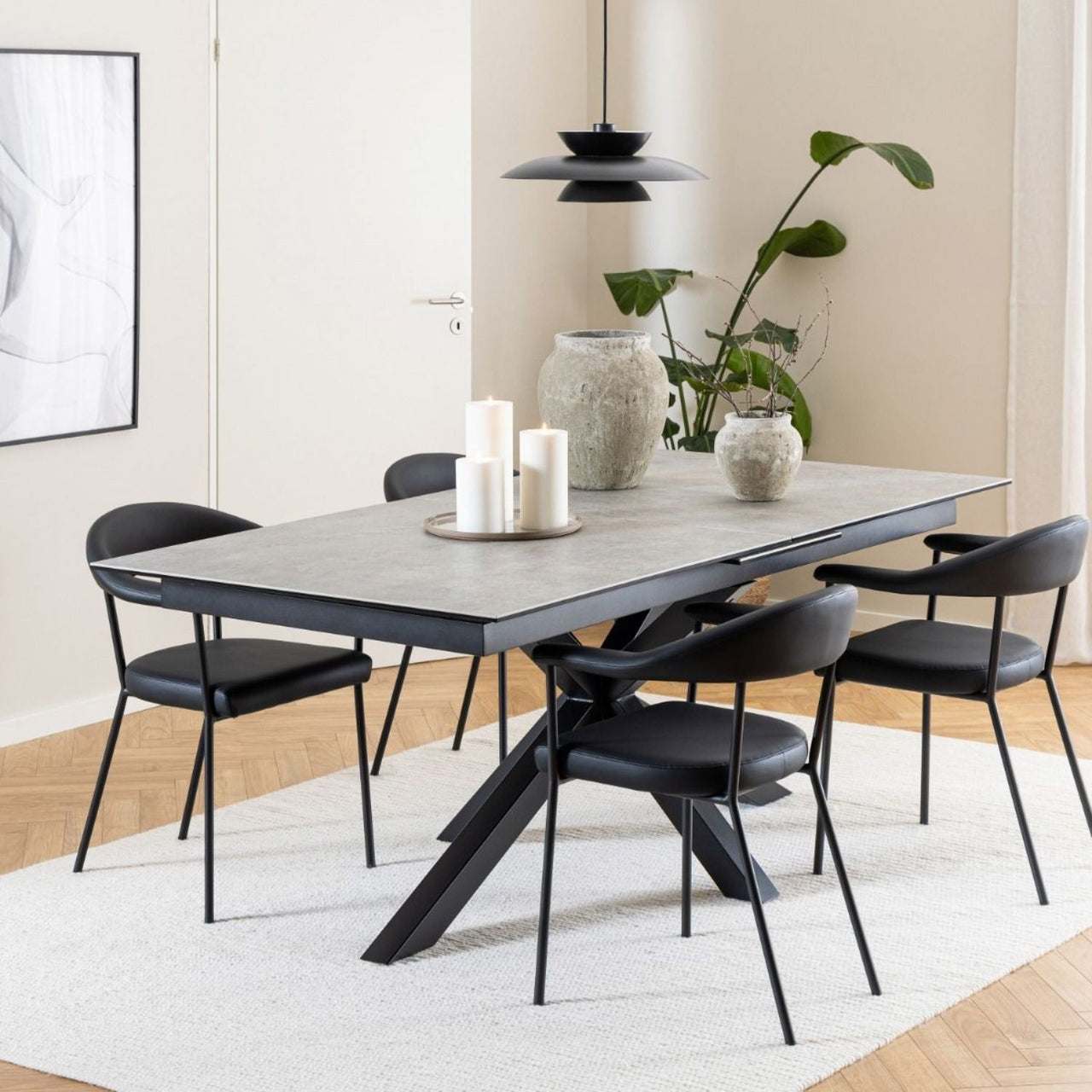 Heaven Extendable Dining Table with Ceramic Grey Top 200cm