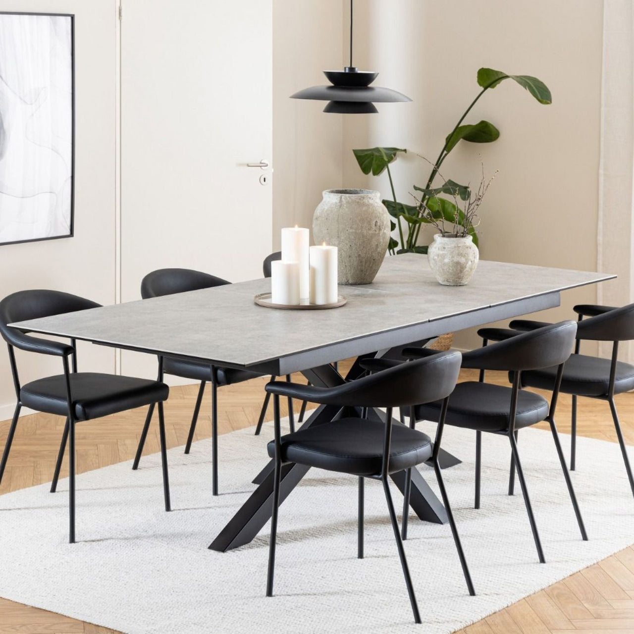 Heaven Extendable Dining Table with Ceramic Grey Top 200cm