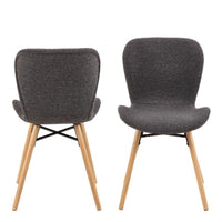 Thumbnail for Batilda Dining Chairs with Grey Fabric and Oak Set of 2