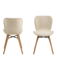 Thumbnail for Batilda Dining Chairs with Cream Fabric and Oak Set of 2