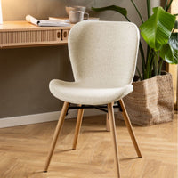 Thumbnail for Batilda Dining Chairs with Cream Fabric and Oak Set of 2