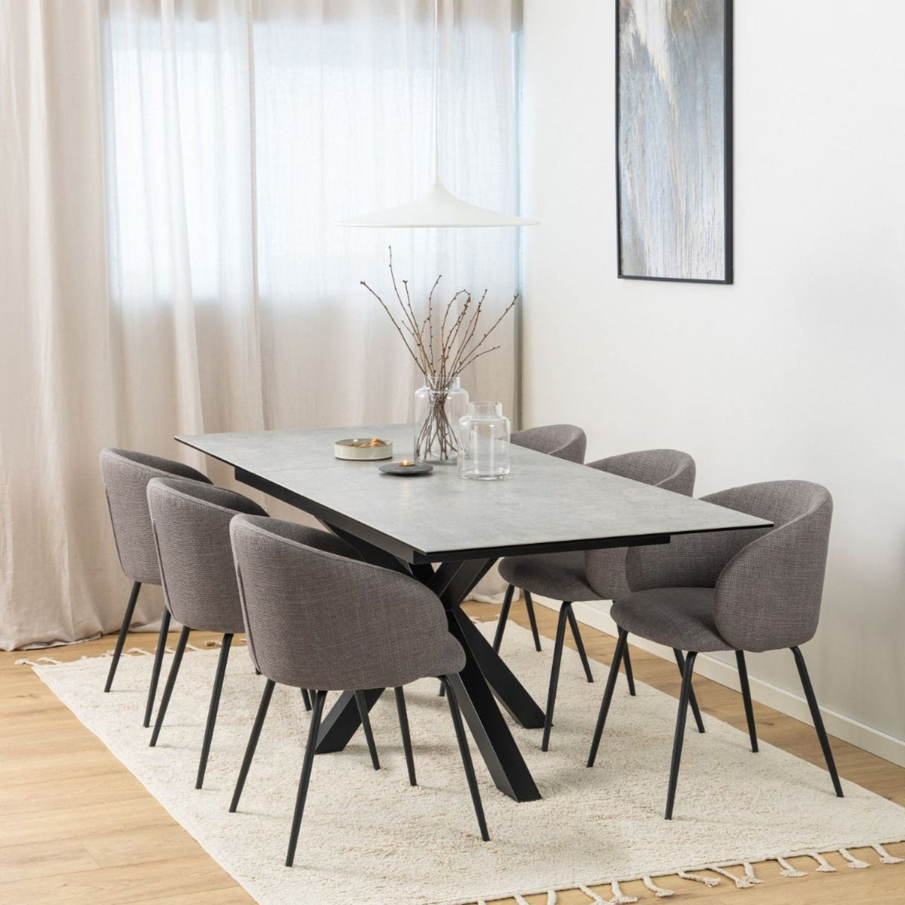 Heaven Extendable Dining Table with Ceramic Grey Top 168cm