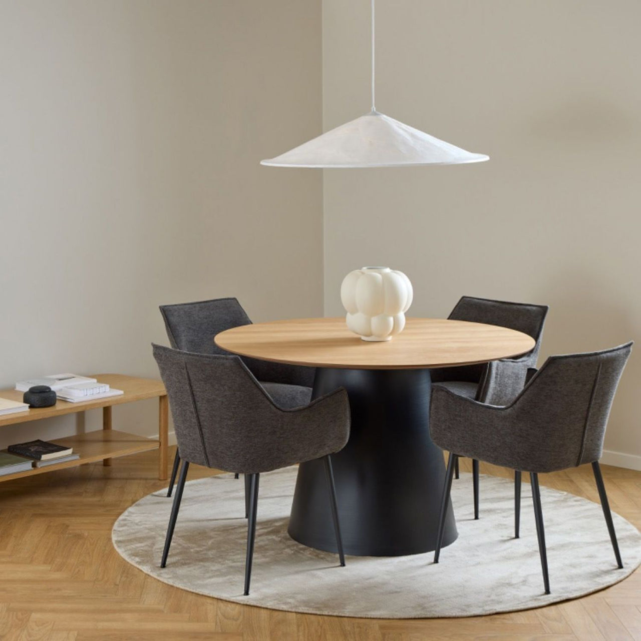 Soli Round Dining Table in Oak Black 120x75cm