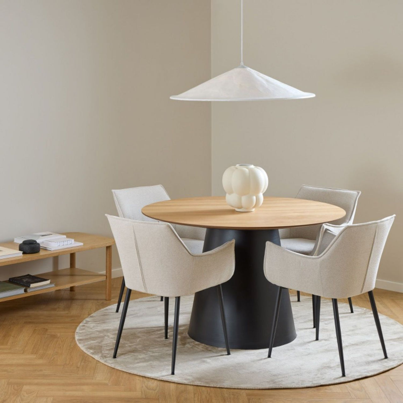 Soli Round Dining Table in Oak Black 120x75cm