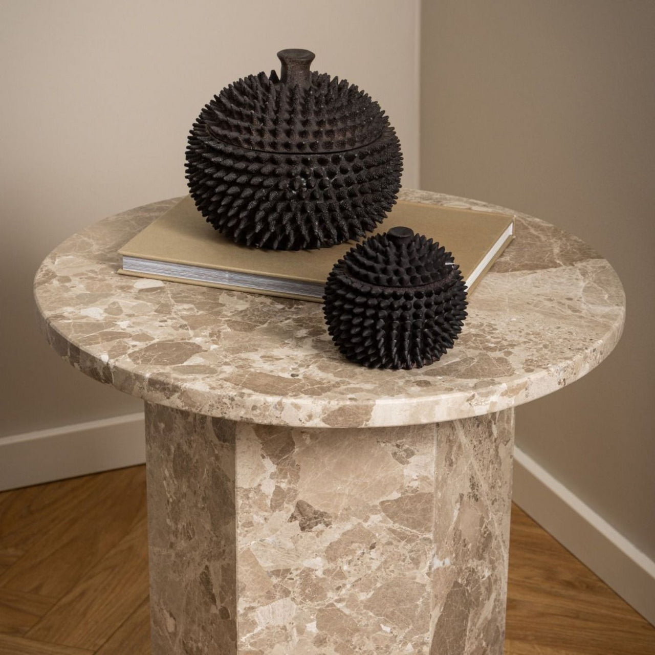 Naxos Side Table in Brown Marble