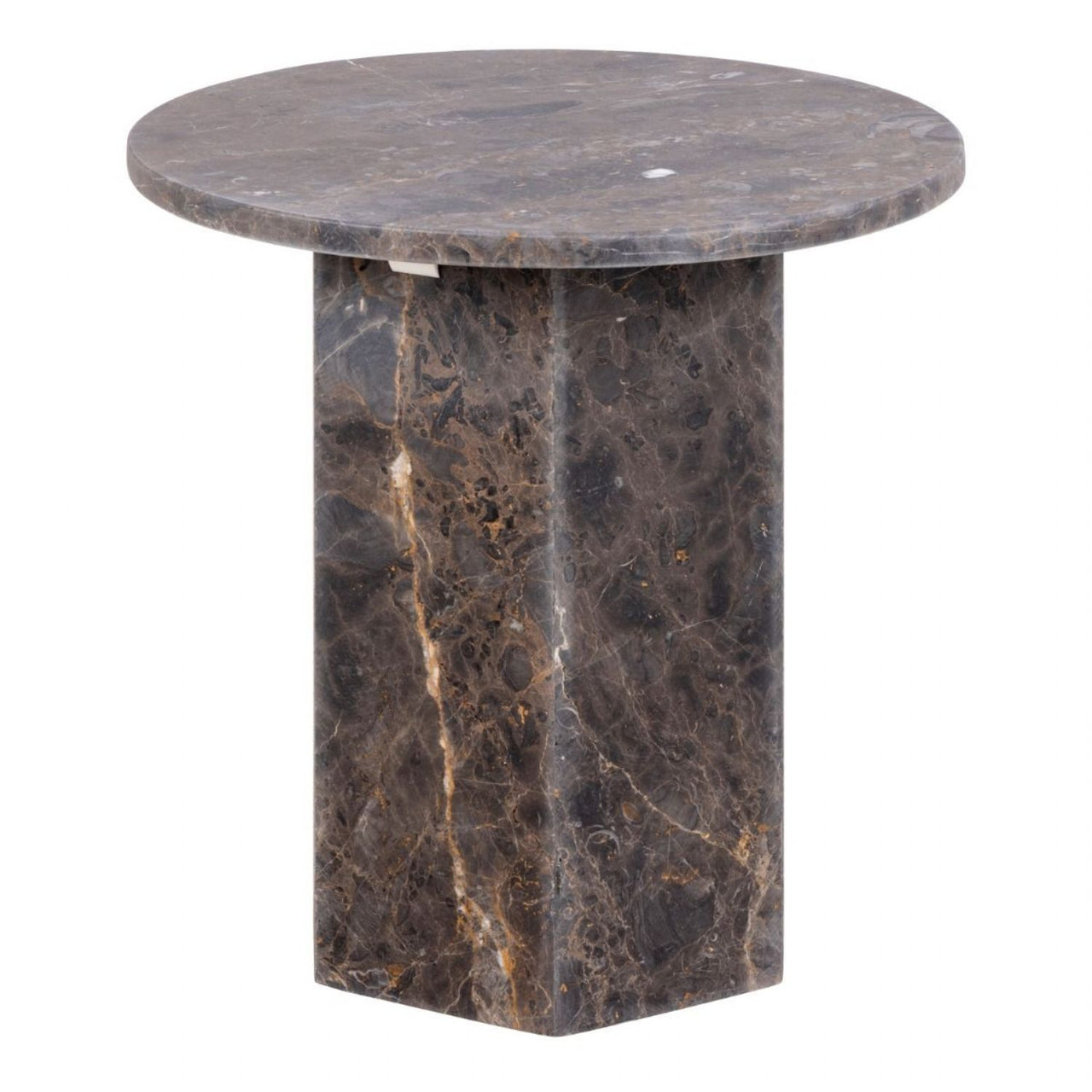 Naxos Round Side Table In Marron Marble