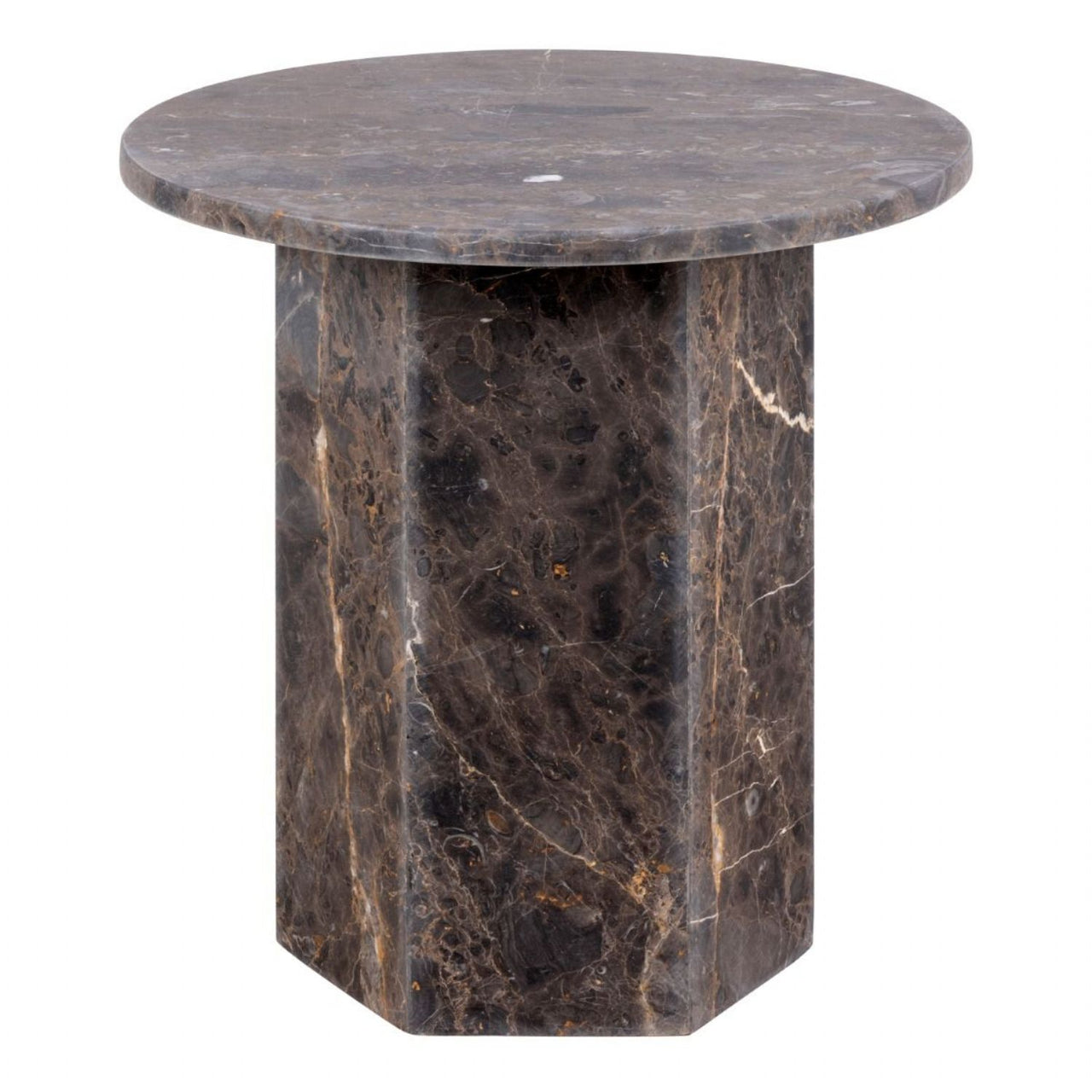 Naxos Round Side Table In Marron Marble