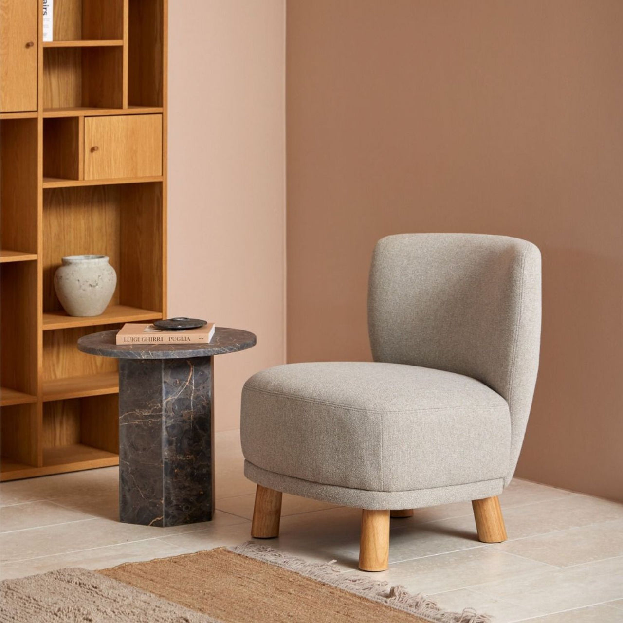 Naxos Round Side Table In Marron Marble