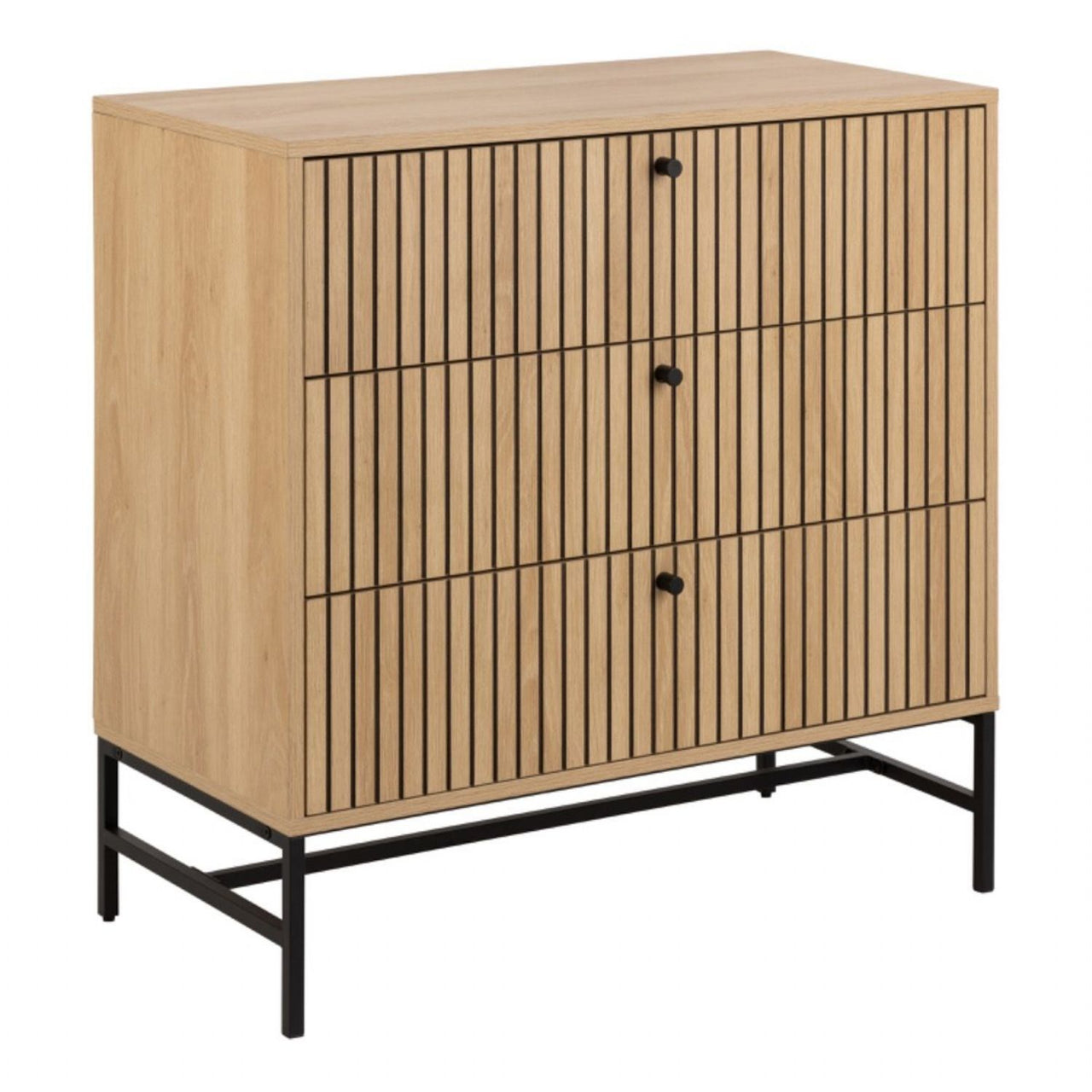 Albany Chest of 3 Drawers in Oak Black Legs