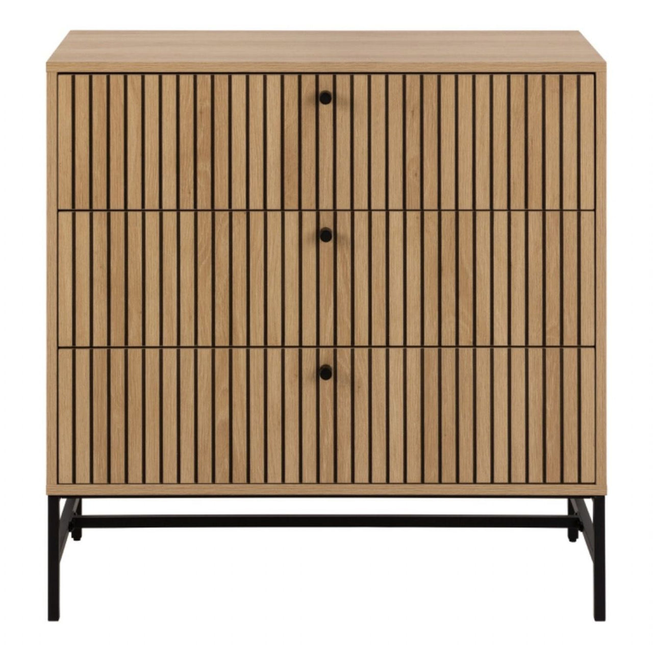 Albany Chest of 3 Drawers in Oak Black Legs