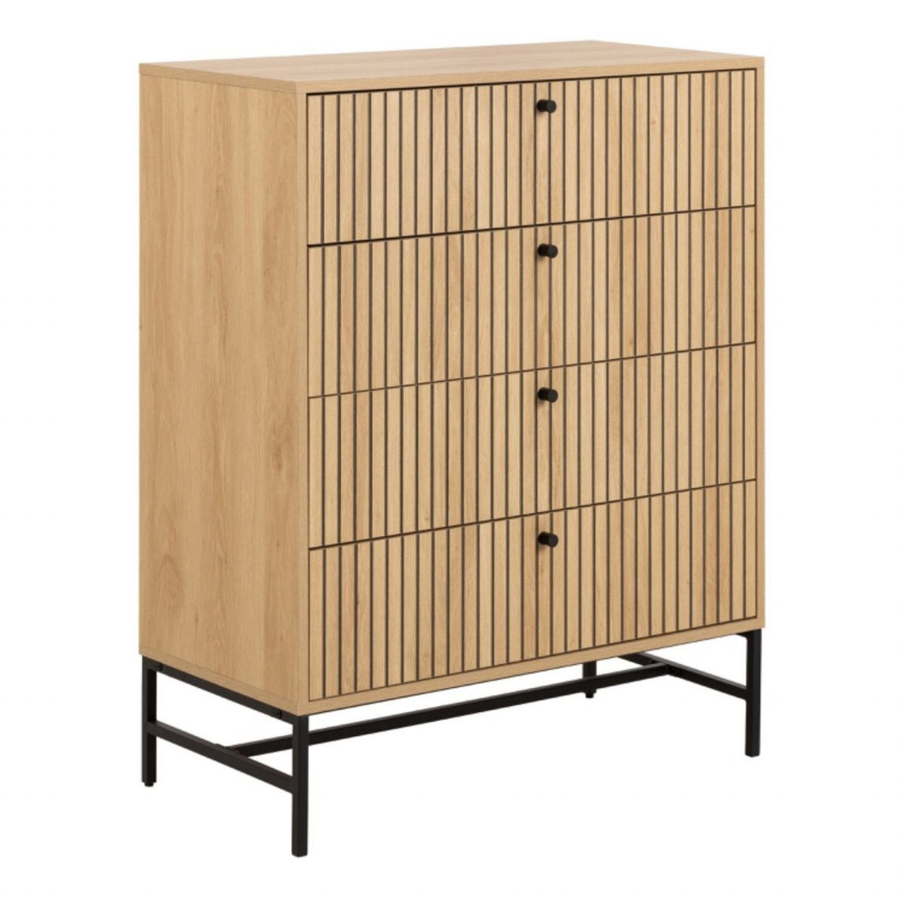 Albany Chest of 4 Drawers in Oak Black Legs