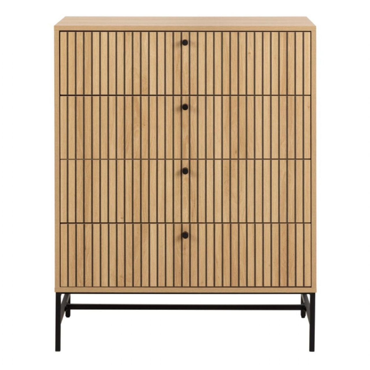 Albany Chest of 4 Drawers in Oak Black Legs