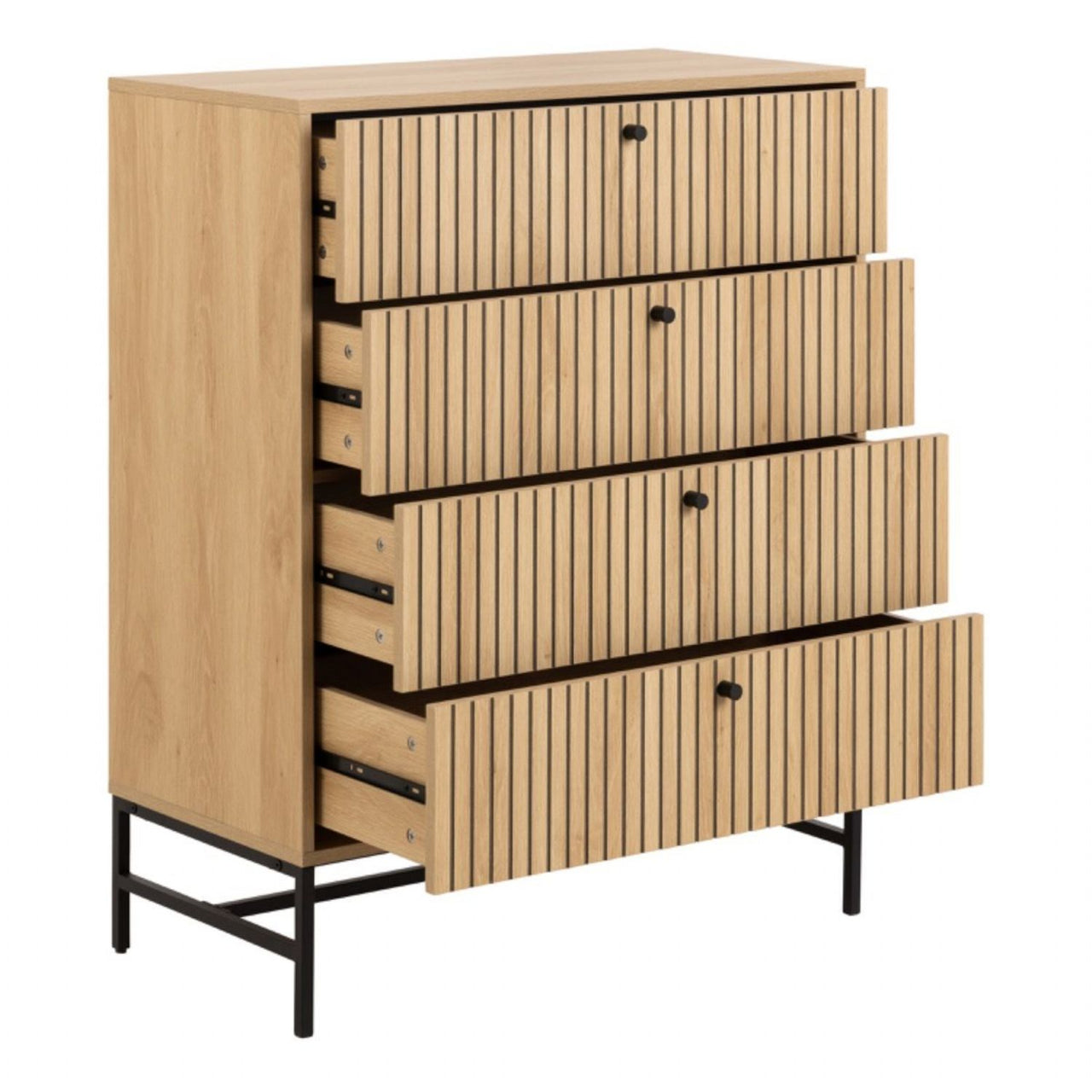 Albany Chest of 4 Drawers in Oak Black Legs