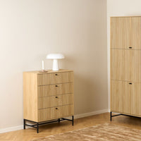 Thumbnail for Albany Chest of 4 Drawers in Oak Black Legs