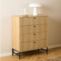 Thumbnail for Albany Chest of 4 Drawers in Oak Black Legs