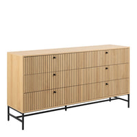 Thumbnail for Albany Wide Chest of 6 Drawers in Oak Black Legs