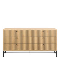 Thumbnail for Albany Wide Chest of 6 Drawers in Oak Black Legs