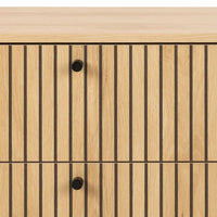 Thumbnail for Albany Wide Chest of 6 Drawers in Oak Black Legs