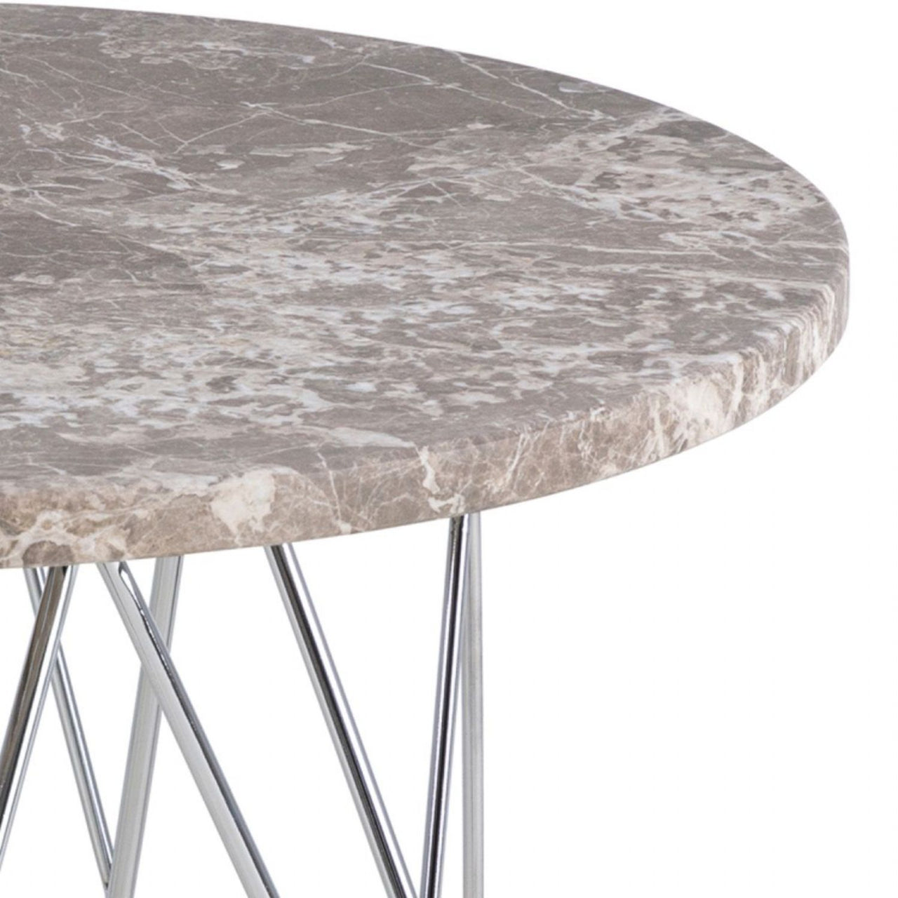 Prunus Round Side Table with GreyBrown Marble Top