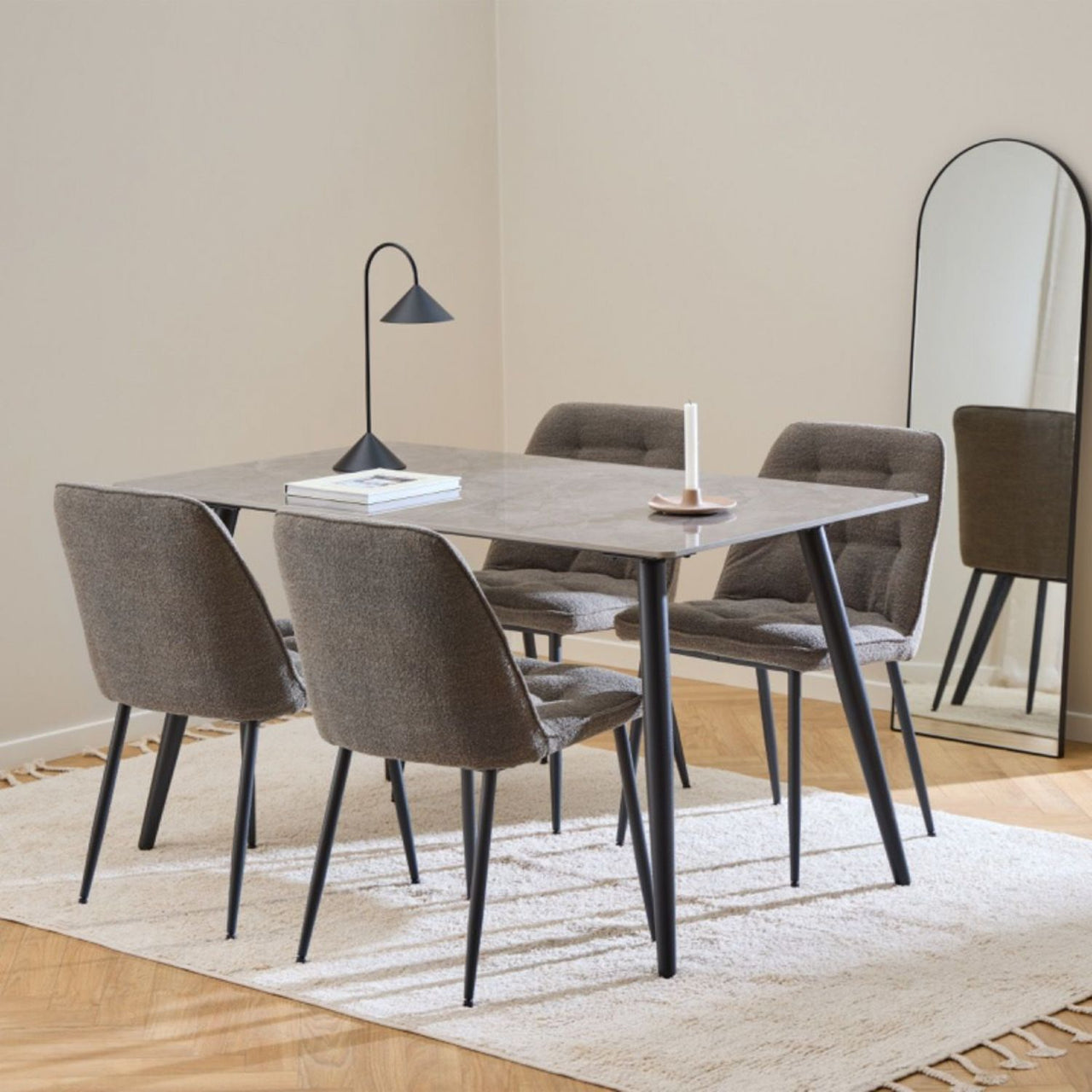 Wicklow Rectangular Dining Table in Grey Black