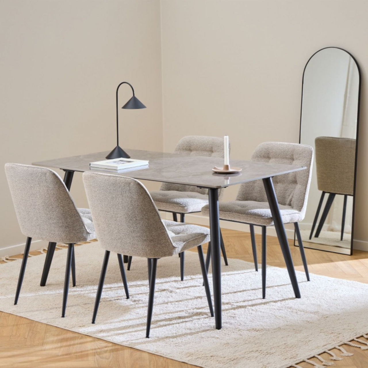 Wicklow Rectangular Dining Table in Grey Black