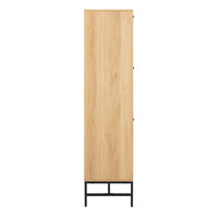 Thumbnail for Albany Shoe Cabinet 3 Flip Down Doors 1 Pull Open Door in Oak Black Legs