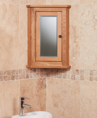 Thumbnail for Solid Oak Mirrored Corner Bathroom Cabinet