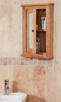 Thumbnail for Solid Oak Mirrored Corner Bathroom Cabinet