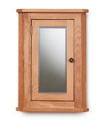 Thumbnail for Solid Oak Mirrored Corner Bathroom Cabinet