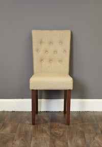 Thumbnail for Buttoned Back Biscuit Fabric Dining Chair Walnut Legs Pack Of Two