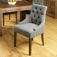 Thumbnail for Pack Of Two Walnut Accent Slate Fabric Dining Chair