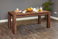 Thumbnail for Large Solid Walnut Dining Table Dark Wood Chunky Square Leg