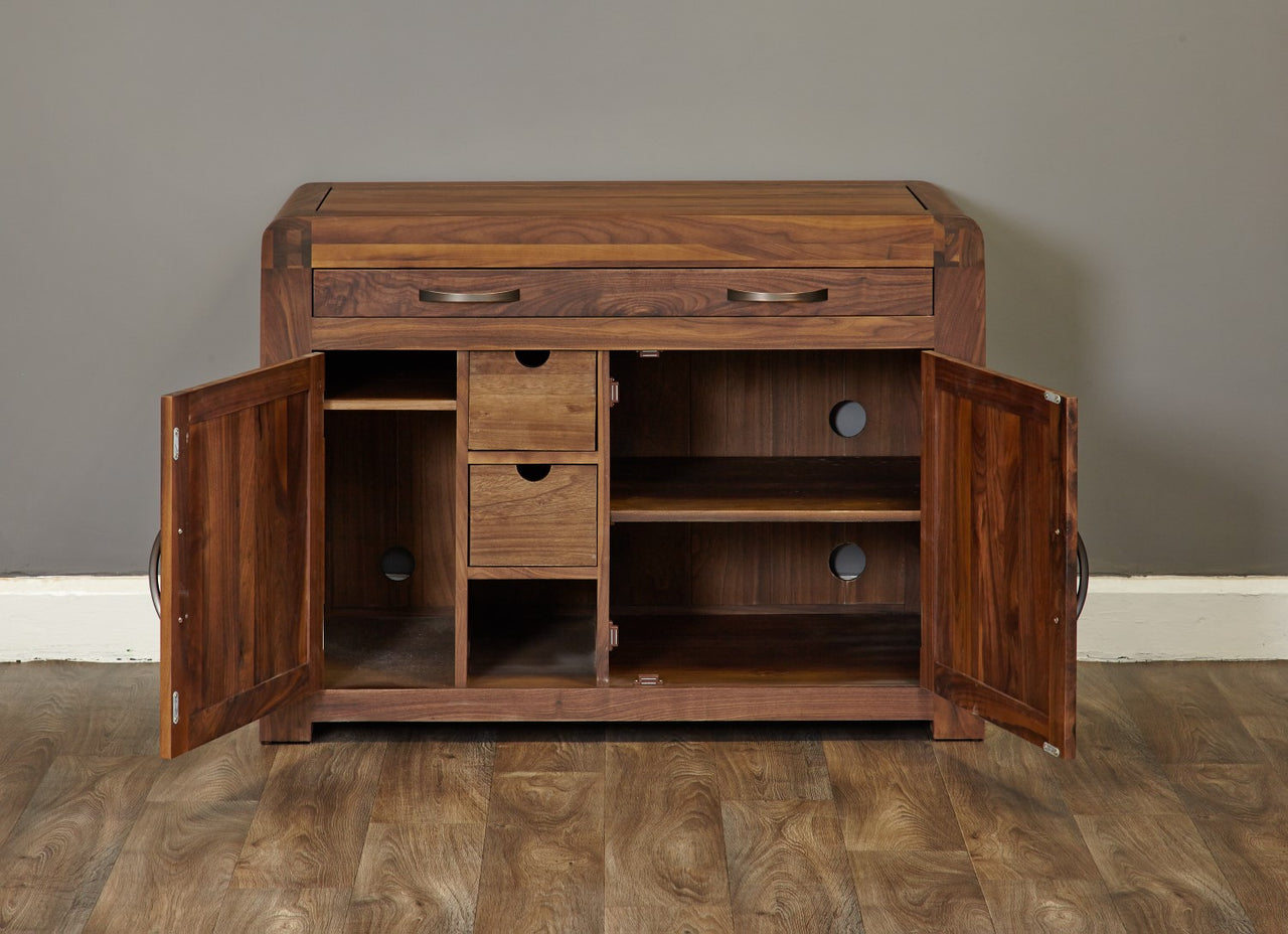 Dark Wood Walnut Hidden Home Office Study Computer Desk Storage Cupboard Unit