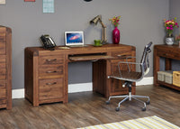 Thumbnail for Walnut Dark Wood Large Twin Pedestal Home Office Study Computer Desk