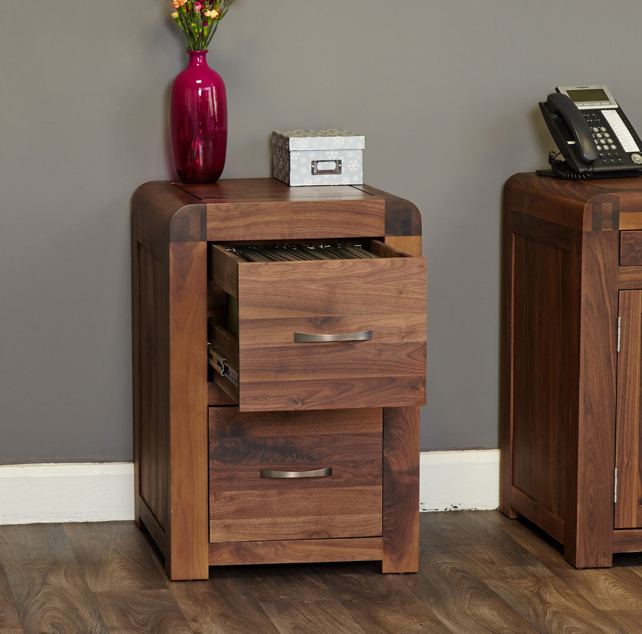 Walnut 2 Drawer Home Office Filing Cabinet