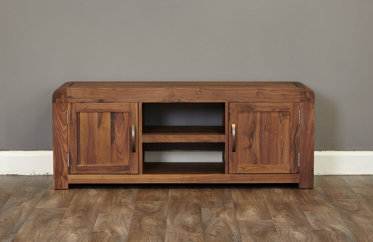 Large Walnut Dark Wood Widescreen TV Cabinet