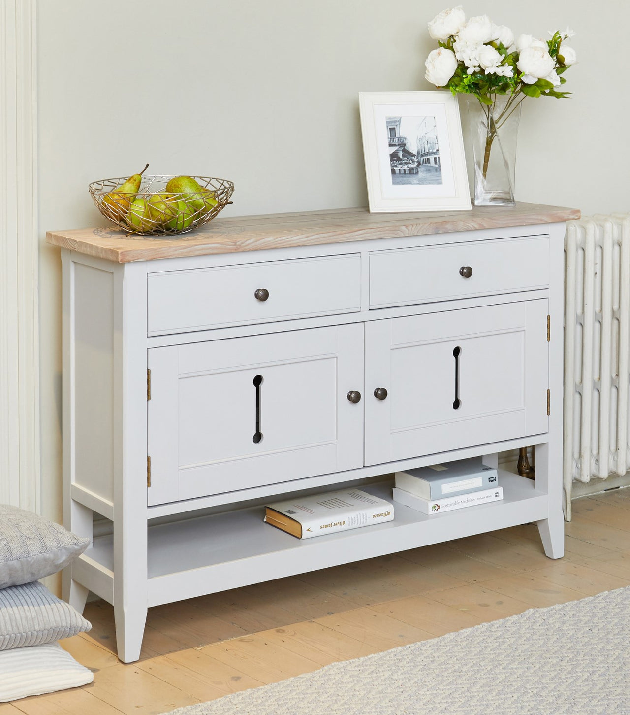 Grey Painted Small Sideboard Console Storage Cabinet