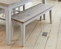 Thumbnail for Medium Solid Wood Distressed Grey Painted Dining Bench Limed Top