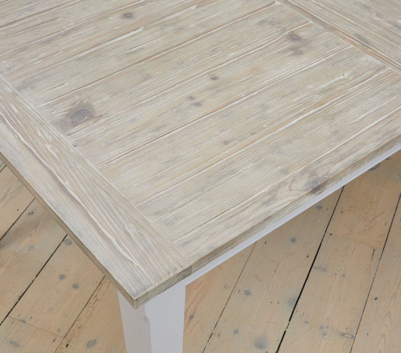 Grey Painted Extending Dining Table Limed Wood Top