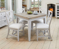 Thumbnail for Grey Painted 95cm Square Extending Dining Table Limed Wood Top